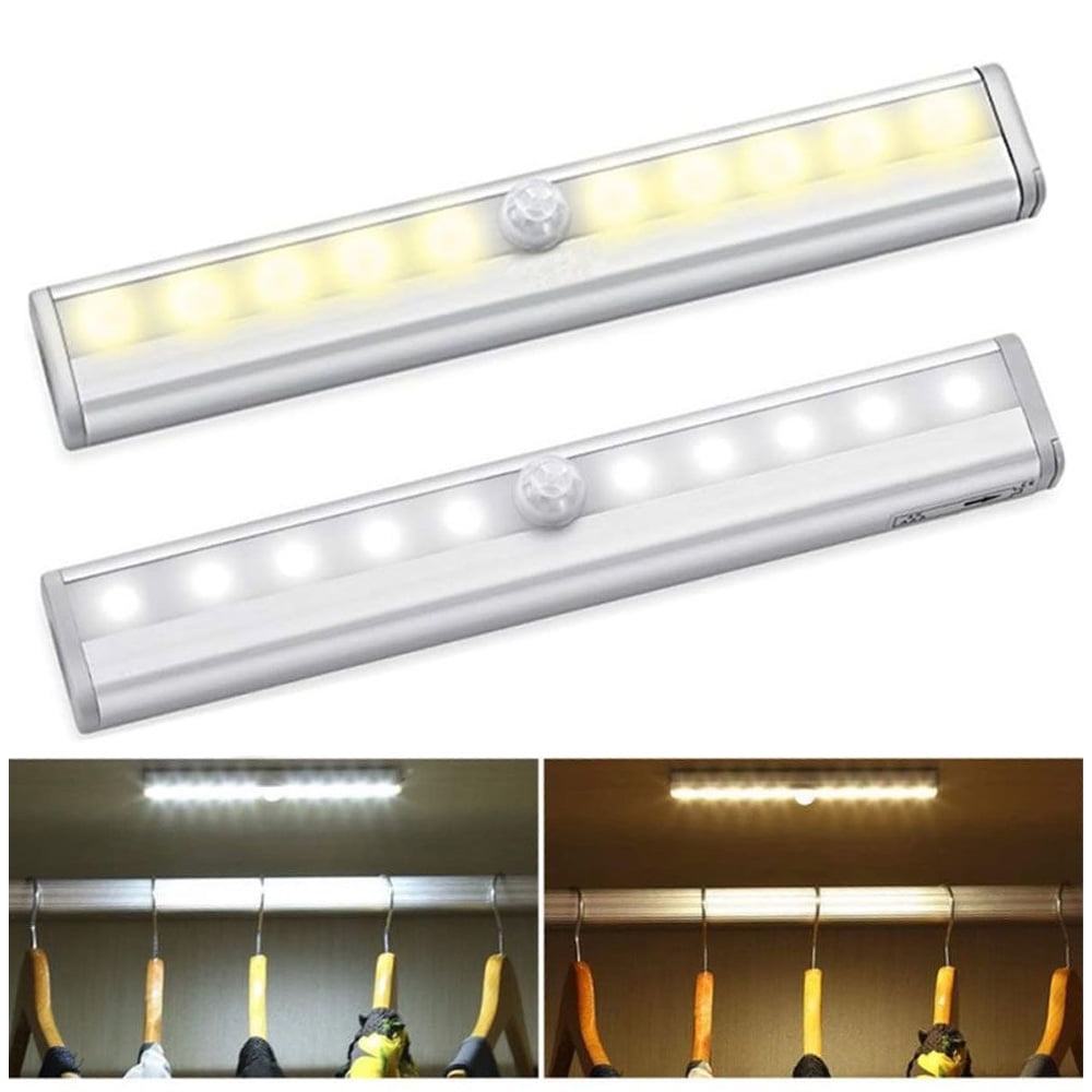 VIVIHEYDAY Night Light Bar for Wardrobe Stairs Kitchen, Motion Sensor Closet Lights Wireless 10 LED Under Cabinet Lights, 1 Pack