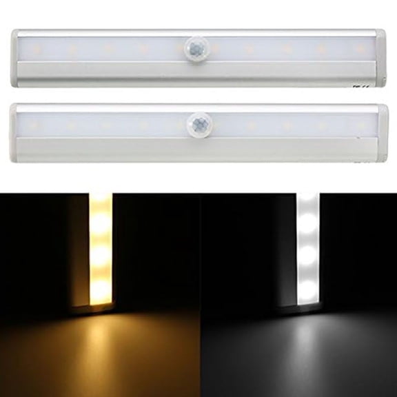 VIVIHEYDAY Night Light Bar for Wardrobe Stairs Kitchen, Motion Sensor Closet Lights Wireless 10 LED Under Cabinet Lights, 1 Pack