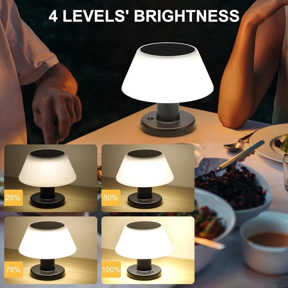 VIVIHEYDAY Outdoor Solar Table Lamp Dimmable, Wireless Night Light Rechargeable For Desk Patio Garden Yard