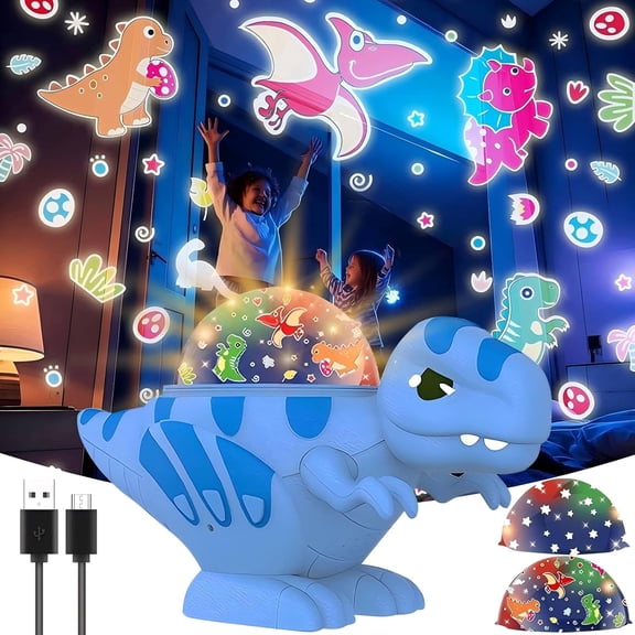 VIVIHEYDAY Projector Night Light for Kids, Dinosaur Toys Dynamic Projection Lamp, Dinosaur World & Starry Lighting, 16 Modes, Christmas, Birthday Gift