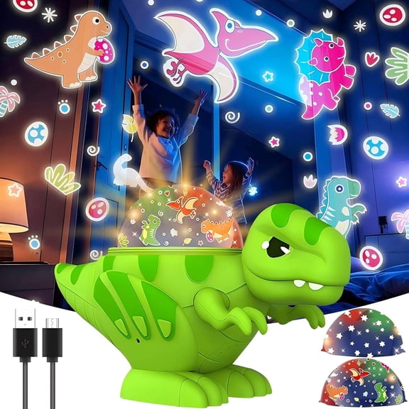 VIVIHEYDAY Projector Night Light for Kids, Dinosaur Toys Dynamic Projection Lamp, Dinosaur World & Starry Lighting, 16 Modes, Christmas, Birthday Gift