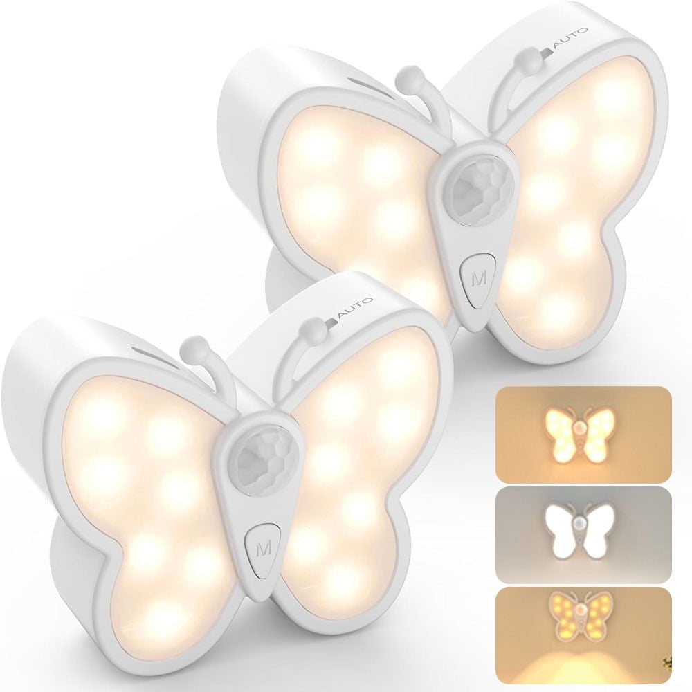 VIVIHEYDAY Rechargeable Motion Sensor Night Light Dusk to Dawn 3 Modes Dimmable Butterfly Night Lamp