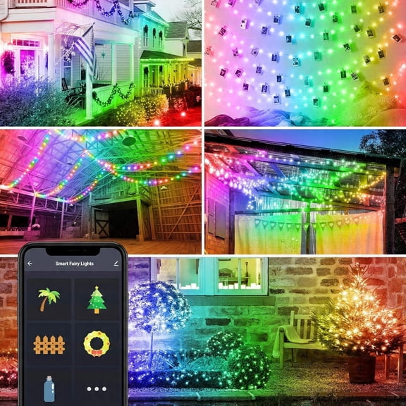 VIVIHEYDAY Smart Fairy String Light with Remote, DIY Programmable, IP65 Waterproof 8 Modes for Wedding Christmas Party Indoor Outdoor Decor, 10M 66LEDs