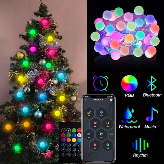 VIVIHEYDAY Smart Fairy String Light with Remote, DIY Programmable, IP65 Waterproof 8 Modes for Wedding Christmas Party Indoor Outdoor Decor, 5M 33LEDs