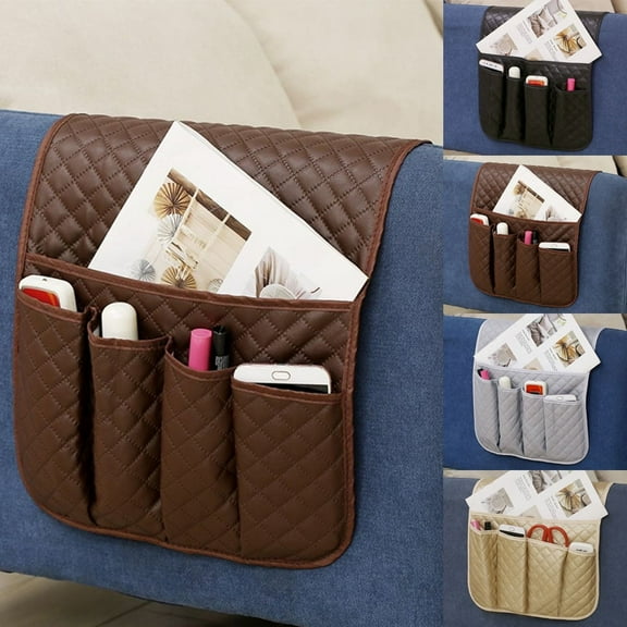 VIVIHEYDAY Sofa Armrest Organizer with 5 Pockets, Recliner Couch Armchair Storage Bags, PU Leather Sofa Holder Bag