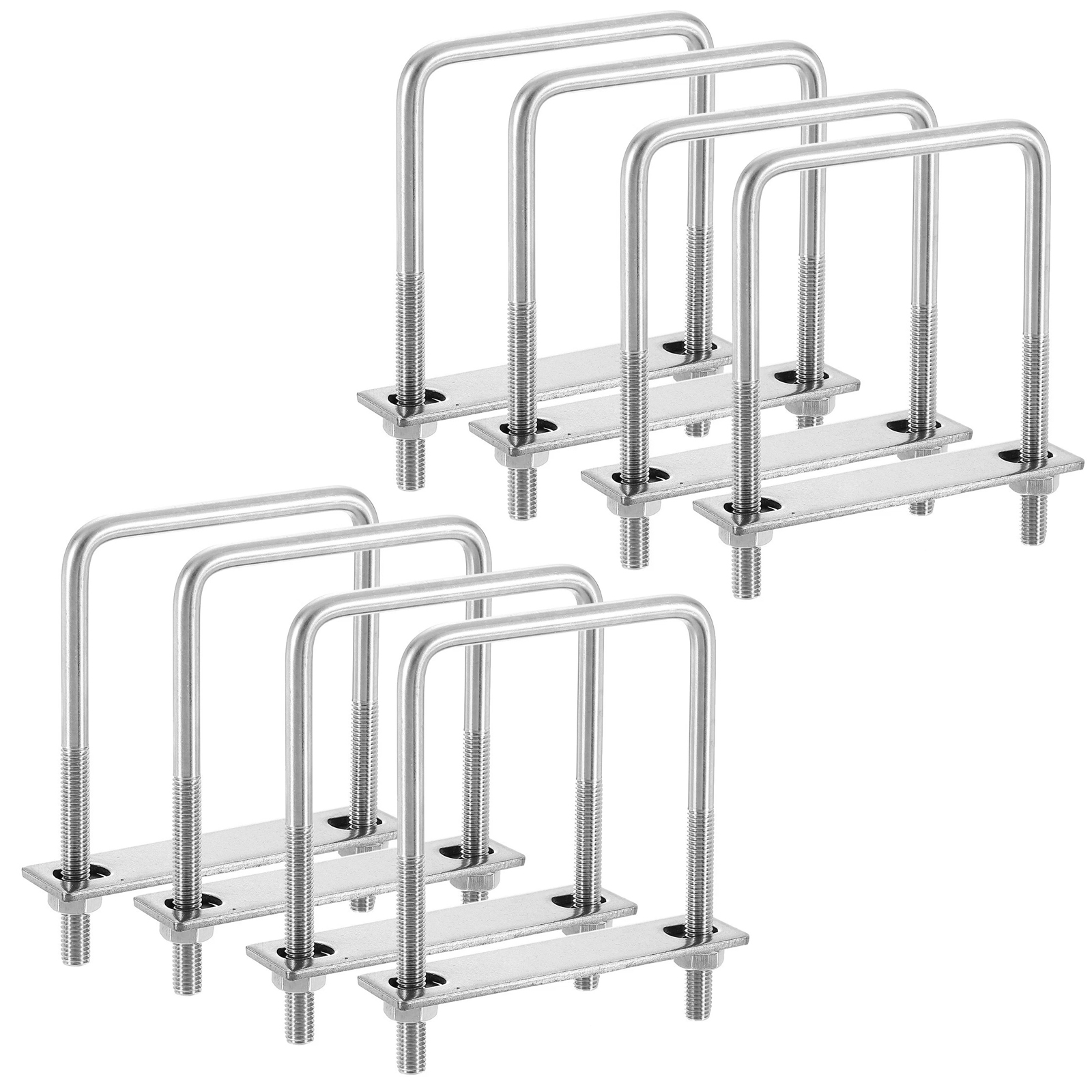 VIVIHEYDAY Square U-Bolts 8 Sets 70x110mm M8 304 Stainless Steel U Clamp Bolt for Automobiles Trailers, Ski Boats, Sailboat Trailers