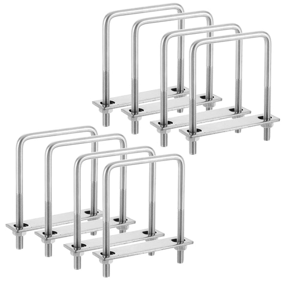 VIVIHEYDAY Square U-Bolts 8 Sets 70x110mm M8 304 Stainless Steel U Clamp Bolt for Automobiles Trailers, Ski Boats, Sailboat Trailers
