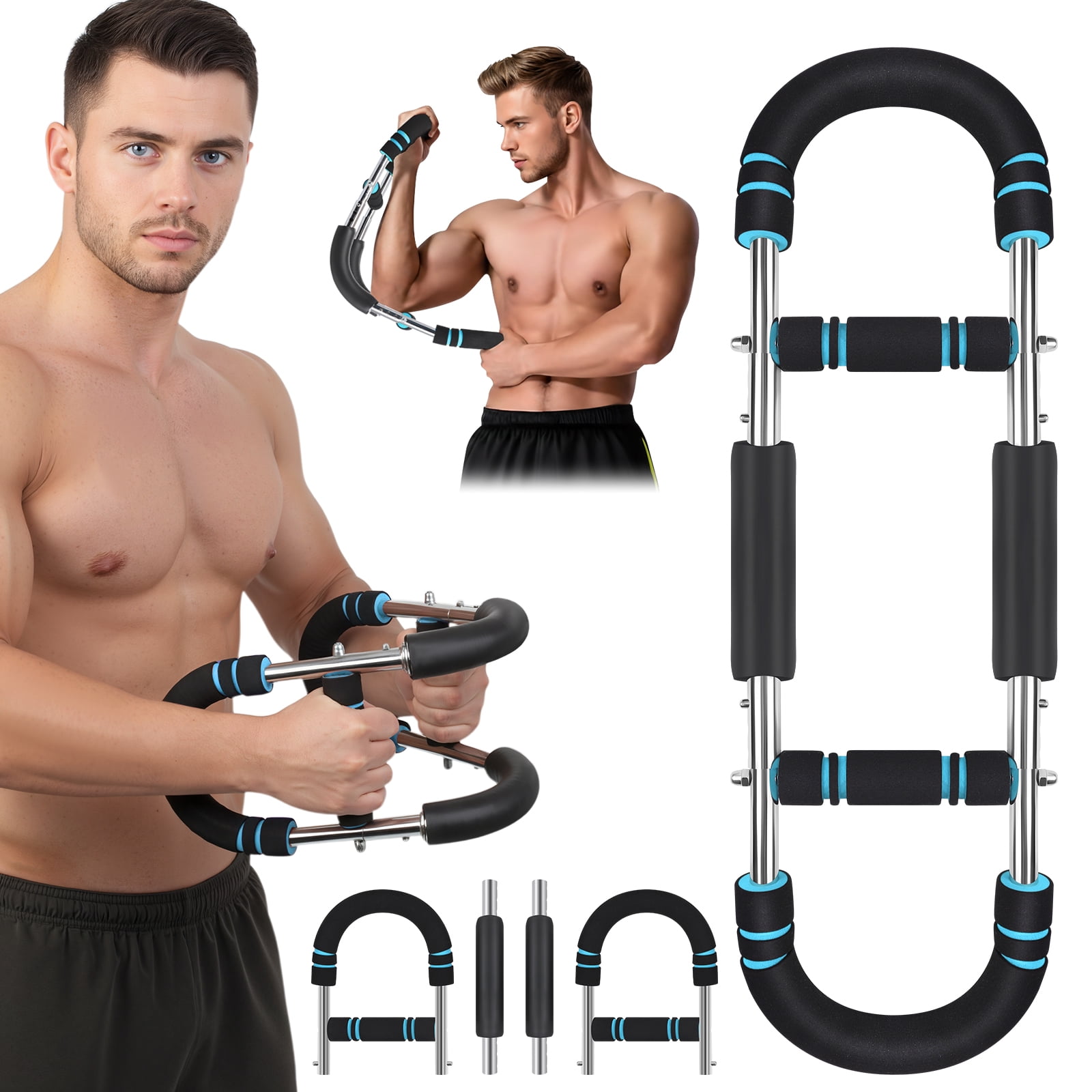 VIVIHEYDAY Twister Arm Trainer, 30/40/50 kg Adjustable Chest Workout Equipment Portable Detachable Power Twister Bar for Enhancing Upper Body Muscle