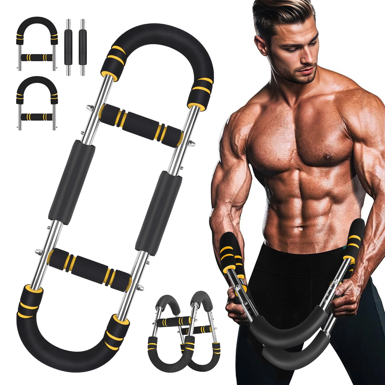 VIVIHEYDAY Twister Arm Trainer, 30/40/50 kg Adjustable Chest Workout Equipment Portable Detachable Power Twister Bar for Enhancing Upper Body Muscle