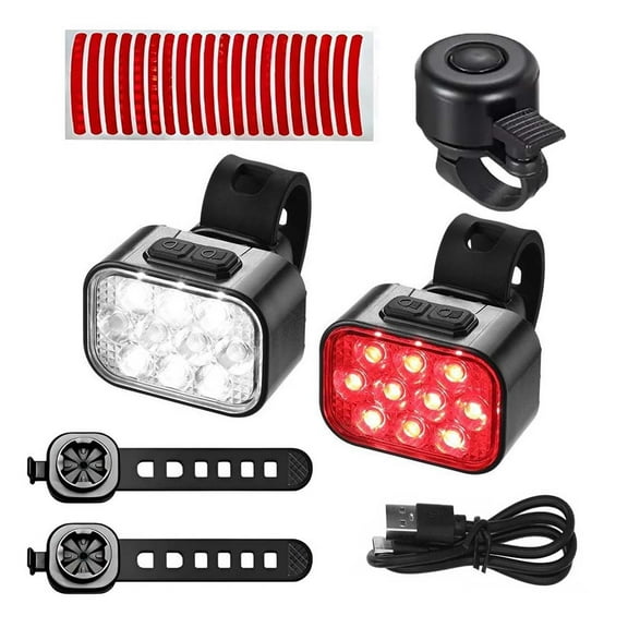 VIVIHEYDAY USB Rechargeable Bike Light Set, Waterproof Front and Tail Rear Light for Road, Mountain, Night Riding