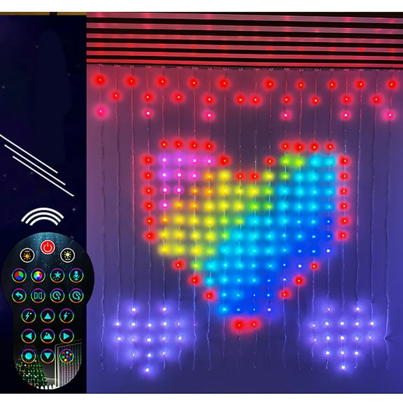 VIVIHEYDAY Window Curtain String Light, DIY Programmable Waterproof Fairy Lights with Remote Control for Halloween Christmas Party Wedding Decor