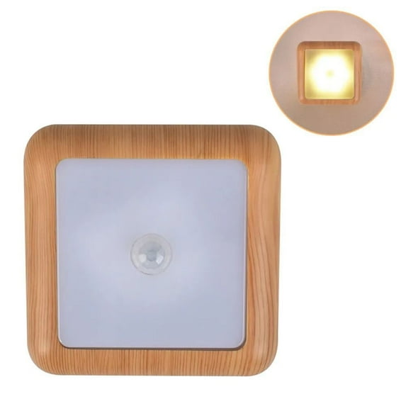 VIVIHEYDAY Wood Grain LED Night Light With PIR Motion Sensors and Light Sensor, Self-adhesive Closet Lights Stair Lights