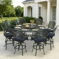 thumbnail image 1 of VIVIJASON 10-Piece High Patio Dining Set, All Weather Cast Aluminum Outdoor Bar Table and Chairs Set, Includes 8 Swivel Bar Stools & 61" Bar Height Dining Table with 24" Lazy Susan, Umbrella Hole, 1 of 7