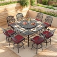 thumbnail image 1 of VIVIJASON 10-Piece Outdoor Bar Set, All Weather Cast Aluminum Patio Bar Furniture with 8 Cushioned Swivel Bar Stools, Large 64" Square Patio Bar Height Table with Detachable Lazy Susan, 1 of 7