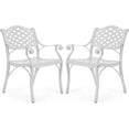 thumbnail image 1 of VIVIJASON 2-Piece Patio Cast Aluminum Dining Chairs, All Weather Outdoor Bistro Dining Chair Set for Balcony, Lawn, Garden, Backyard, Lattice Design White, 1 of 7