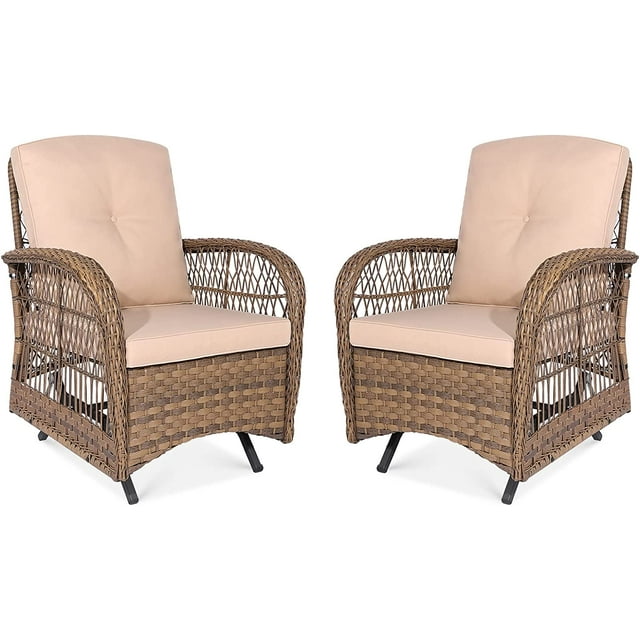 VIVIJASON 2Piece Patio Wicker Rattan Glider Rocker Chair, Outdoor