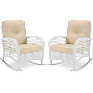 PARKWELL Modern Outdoor Wicker Rocking Chair - Patio Rattan Rocker Set ...