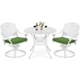 thumbnail image 1 of VIVIJASON 3-Piece Patio Bistro Set, Outdoor All-Weather Cast Aluminum Furniture Dining Set, Include 2 Swivel Rocker Chairs and 35.4" Round Table w/Umbrella Hole for Balcony, Lawn, Garden, White, 1 of 7