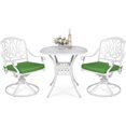 thumbnail image 1 of VIVIJASON 3-Piece Patio Furniture Dining Set, Outdoor All-Weather Cast Aluminum Bistro Set, Include 2 Swivel Chairs and 30.8" Round Table w/Umbrella Hole for Balcony, Lawn, Garden, Backyard, White, 1 of 7