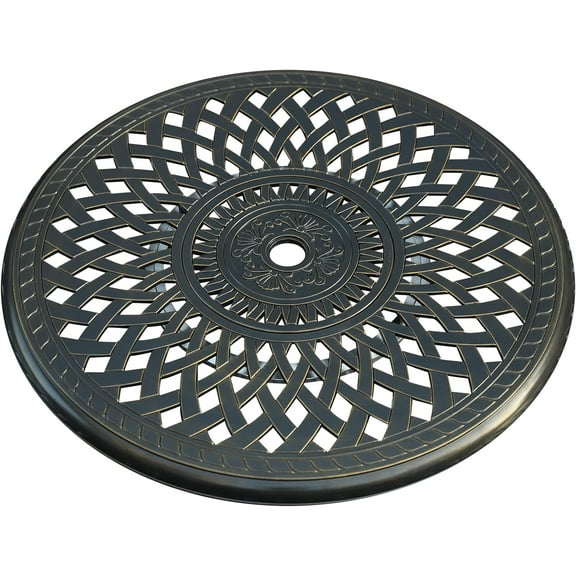 VIVIJASON 31" Cast Aluminum Lazy Susan Turntable, 360° Large Rotating Display Tray with Silent Bearings, Round Table Top Swivel Serving Plate with 2" Umbrella Hole for Outdoor Dining Table