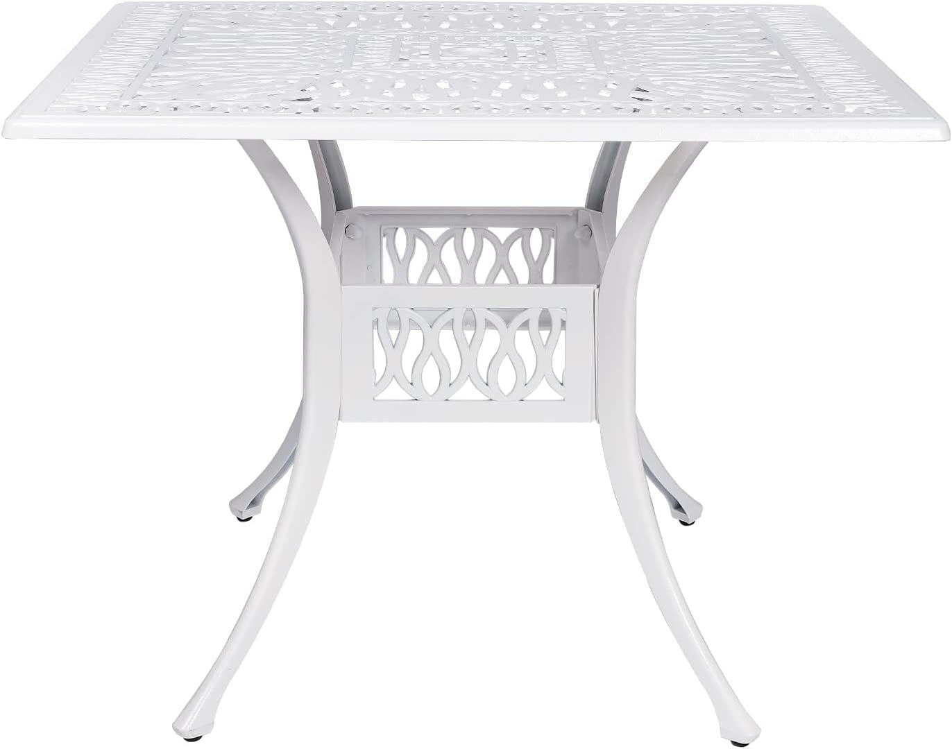 White 35.2" Square Cast Aluminum Outdoor Dining Table
