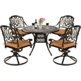 thumbnail image 1 of VIVIJASON 5-Piece Outdoor Patio Dining Set with Swivel Chairs and Round Table, Antique Bronze/Beige, 1 of 7