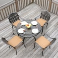 thumbnail image 1 of VIVIJASON 5-Piece Patio Furniture Dining Set, All-Weather Cast Aluminum Outdoor Conversation Set, Include 4 Cushioned Chairs and 1 Round Table w/Umbrella Hole for Balcony, Lawn, Garden, Backyard, 1 of 7