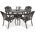 thumbnail image 1 of VIVIJASON 5-Piece Patio Furniture Dining Set, All-Weather Cast Aluminum Outdoor Conversation Set, Include 4 Chairs and a 35.2" Round Table w/Umbrella Hole for Balcony, Lawn, Garden, Backyard, 1 of 7
