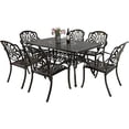 thumbnail image 1 of VIVIJASON 7-Piece Patio Furniture Dining Set, All-Weather Cast Aluminum Outdoor Conversation Set, Include 6 Chairs and a Rectangle Table with Umbrella Hole for Balcony Lawn Garden Backyard, 1 of 7