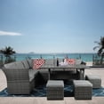 thumbnail image 1 of VIVIJASON 7 Pieces Patio Furniture Set Outdoor Sectional Sofa Conversation Set All Weather Wicker Rattan Couch Dining Table & Chair with Ottoman, Gray, 1 of 7