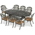 thumbnail image 1 of VIVIJASON 9-Piece Outdoor Furniture Dining Set, All-Weather Cast Aluminum Patio Conversation Set, Include 8 Cushioned Chairs and an Oval Table with Umbrella Hole for Balcony Lawn Garden Backyard, 1 of 7