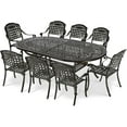 thumbnail image 1 of VIVIJASON 9-Piece Outdoor Patio Furniture Dining Set, All-Weather Cast Aluminum Conversation Set, Include 8 Chairs and an Oval Table with Umbrella Hole for Balcony Lawn Garden Backyard, 1 of 7