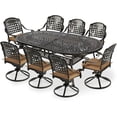 thumbnail image 1 of VIVIJASON 9-Piece Outdoor Patio Furniture Dining Set, All-Weather Cast Aluminum Conversation Set, Include 8 Swivel Dining Chairs and an Oval Table with Umbrella Hole for Lawn Garden Backyard, 1 of 7