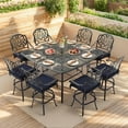 thumbnail image 1 of VIVIJASON 9-Piece Outdoor Patio Swivel Bar Set, All Weather Cast Aluminum High Top Patio Bar Furniture with 8 Cushioned Swivel Bar Stools, Large 64" Square Patio Bar Height Table, 1 of 7