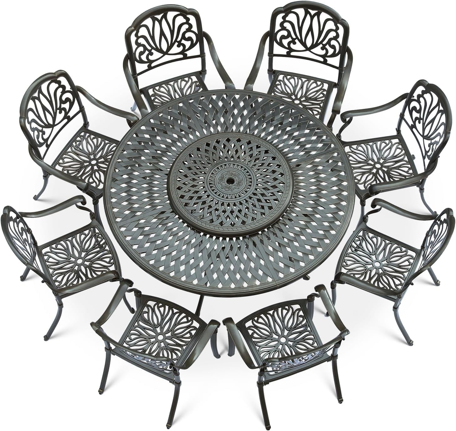 Curated visual reference: Vivijason 9 Piece Patio Furniture Dining Set Cast Aluminum Rust Photo Inspiration