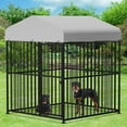 thumbnail image 1 of VIVIJASON 6 x 6 x 6 Ft Large Outdoor Dog Kennel, Heavy Duty Metal Frame Dog Cage with Thickened Bars, UV & Waterproof Cover, Outside Pen Playpen Dog Run House for Large to Small Dogs, 1 of 7