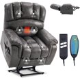 thumbnail image 1 of VIVIJASON Large Dual OKIN Motor Lay Flat Sleeper Lift Recliner Chair with Heat & Massage for Elderly, Infinite Position Electric Power Recliner with 2 Remote Controls, Side Pockets & USB Ports, Gray, 1 of 7