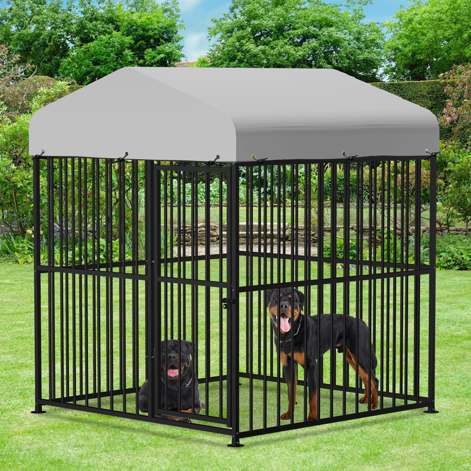VIVIJASON Large Outdoor Dog Kennel, Heavy Duty Metal Frame Fence Dog