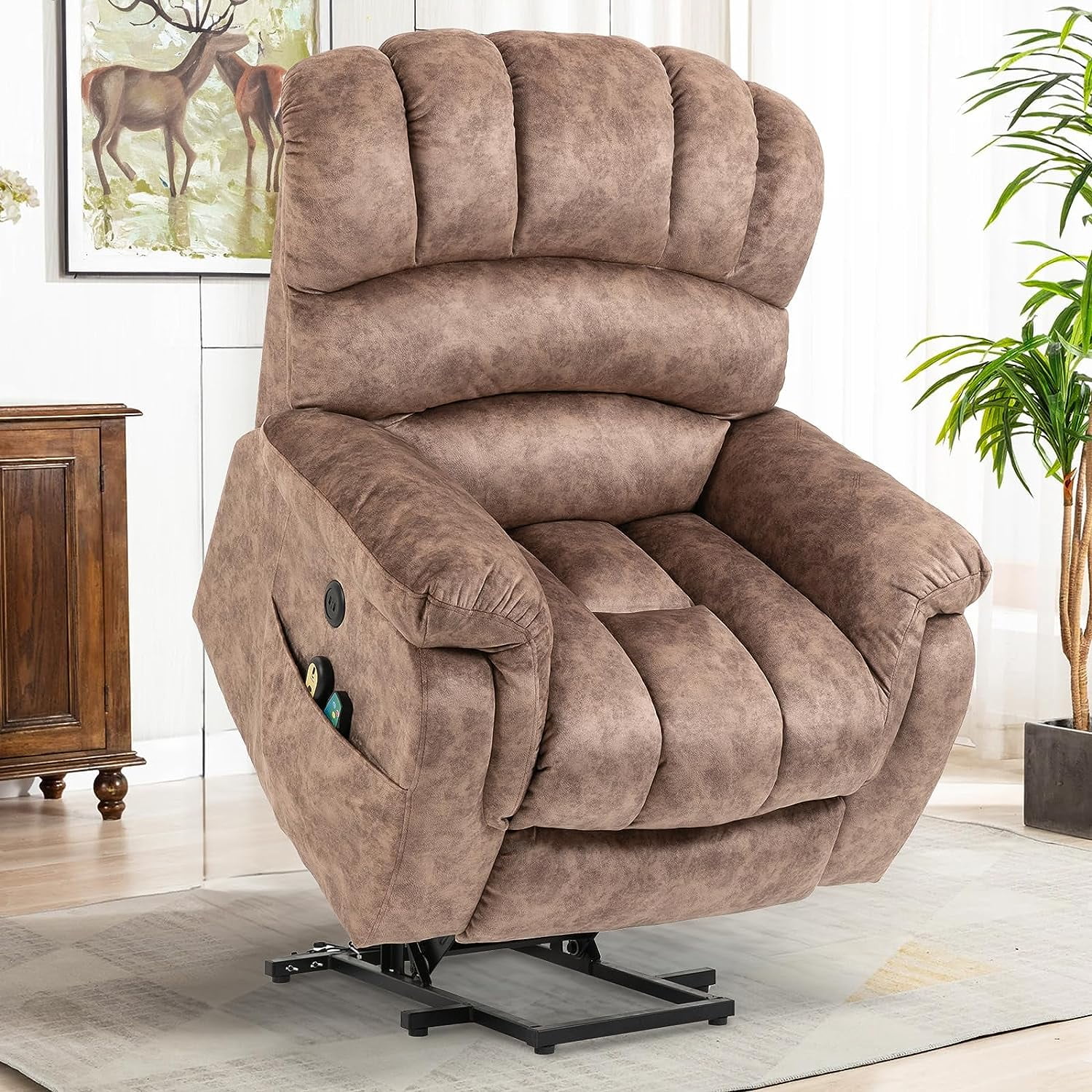 VIVIJASON Large Power Lift Recliner Chair with Heat Massage for