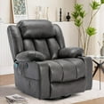 thumbnail image 1 of VIVIJASON Manual Swivel Rocking Glider Recliner Chair with Heat & Vibration Massage, 360° Swivel Overstuffed Reclining Chair with 2 Cup Holders, Side Pockets & USB Ports for Living Room, Gray, 1 of 7