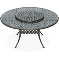 thumbnail image 1 of VIVIJASON Outdoor 61" Patio Dining Table for 6-8 Person, Large Patio Round Dining Table with Lazy Susan, Dark Bronze Cast Aluminum Rustic Patio Table with 2" Umbrella Hole for Balcony, Porch and Deck, 1 of 7