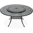 thumbnail image 1 of VIVIJASON Outdoor 61" Patio Dining Table for 6-8 Person, Large Patio Round Dining Table with 35.4" Lazy Susan, Dark Bronze Cast Aluminum Rustic Patio Table W/Umbrella Hole for Balcony, Porch and Deck, 1 of 7