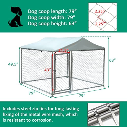 VIVIJASON Outdoor Large Dog Kennel Heavy Duty Fence Dog Cage with