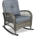 VIVIJASON Outdoor Wicker Rocking Chair, Patio Rattan Rocker Chair with