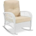 thumbnail image 1 of VIVIJASON Outdoor Wicker Rocking Chair, Patio Rattan Rocker Chair with Cushions & Steel Frame, All-Weather Rocking Lawn Wicker Furniture for Garden Backyard Porch (White Wicker/Beige), 1 of 7