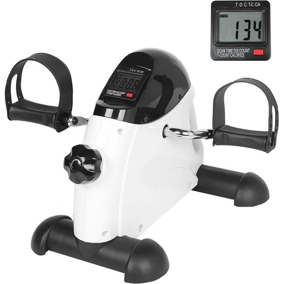 VIVIJASON Pedal Exerciser - Folding Portable Exercise Peddler - Under Desk Mini Exercise Bike for Arm/Leg Workout - Adjustable Fitness Rehab Equipment for Elderly Seniors with LCD Display