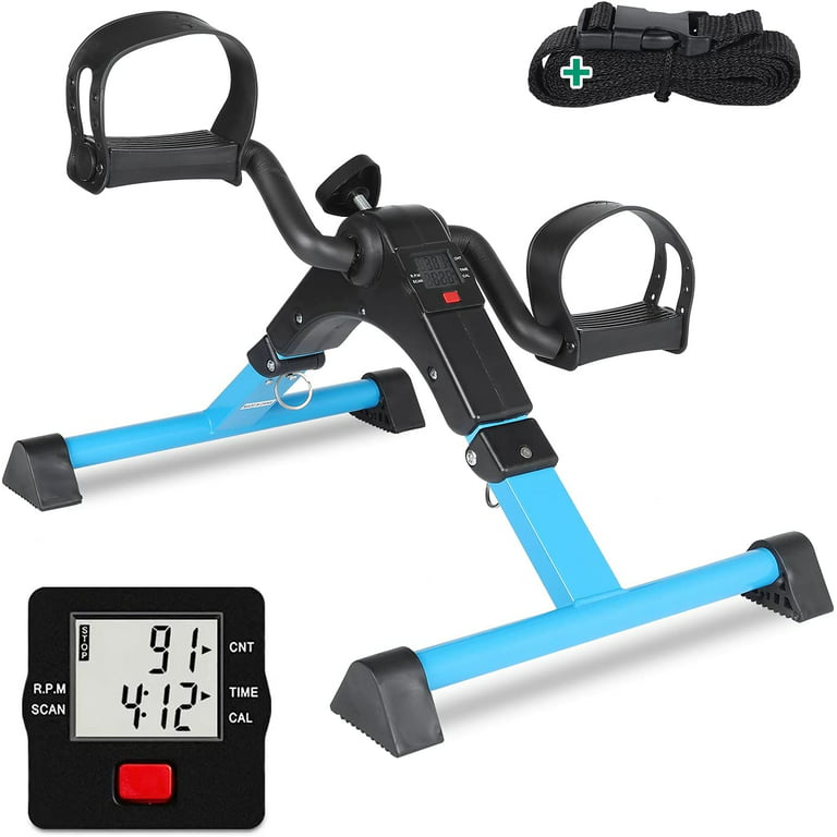 VIVIJASON Pedal Exerciser - Folding Portable Exercise Peddler - Under Desk  Mini Exercise Bike for Arm/Leg Workout - Adjustable Fitness Rehab Equipment