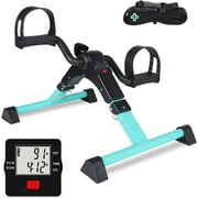 VIVIJASON Pedal Exerciser - Folding Portable Exercise Peddler - Under Desk Mini Exercise Bike for Arm/Leg Workout - Adjustable Fitness Rehab Equipment for Elderly Seniors with LCD Display