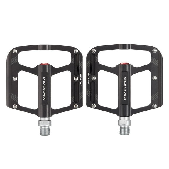 VIVIMAX Aluminum Alloy Bicycle Pedals,Wide Platform Pedals 9/16",Cleated Design, 2 Independent Bearings