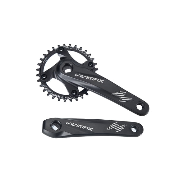 VIVIMAX MTB Mountain Bike Single Speed Square Taper Crankset -170mm Cranksets Bicycle Crank Set with 104BCD 32/34/36/38T Fit for Ebike/Commuter Bike